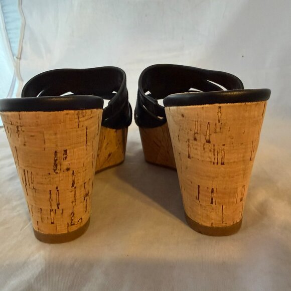 Nine West  Vivica Cork Wedge Slide Sandals, Black Women Size 7.5 M         NEW - Picture 3 of 5